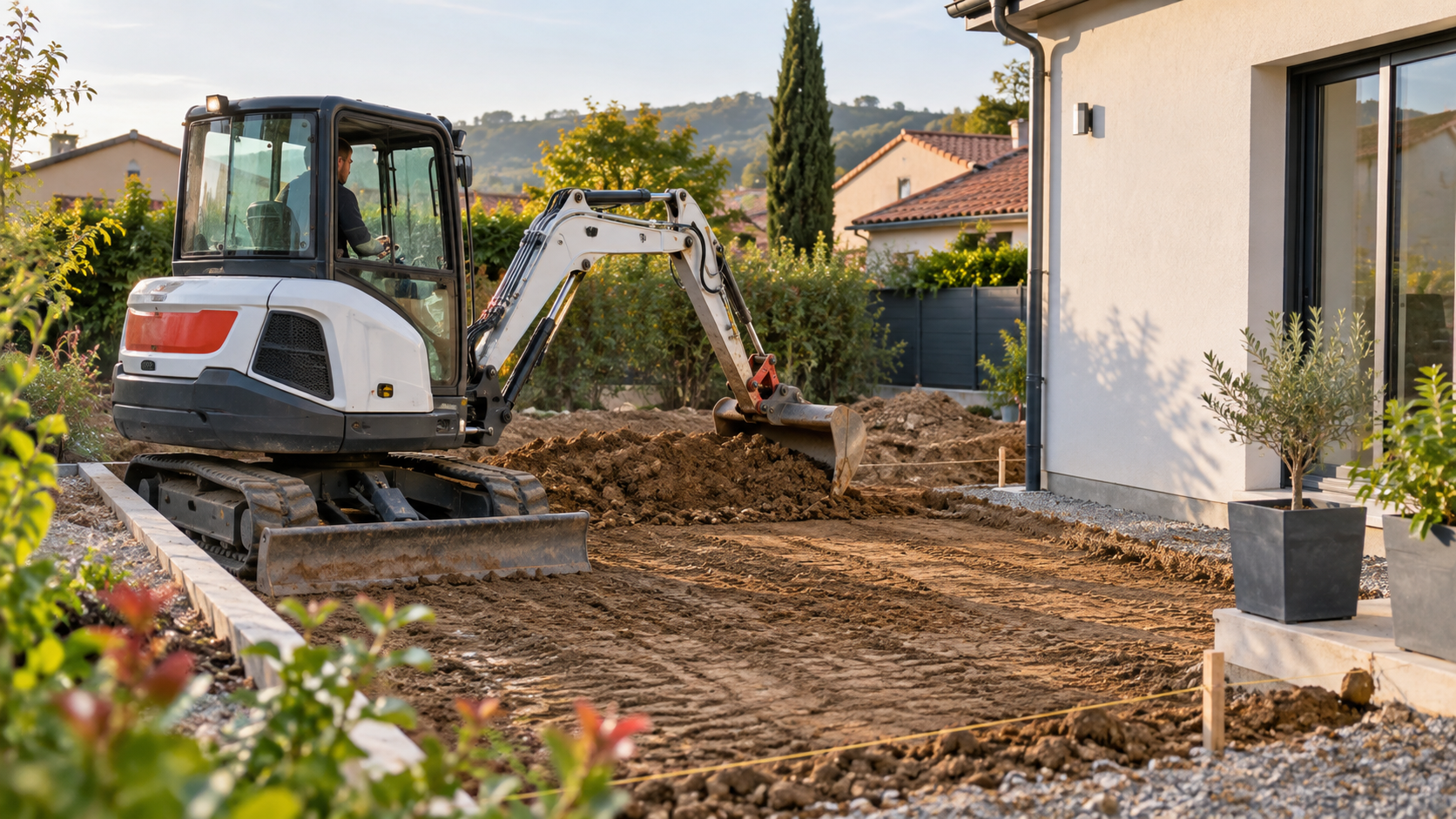 Travaux de terrassement avec mini-pelle