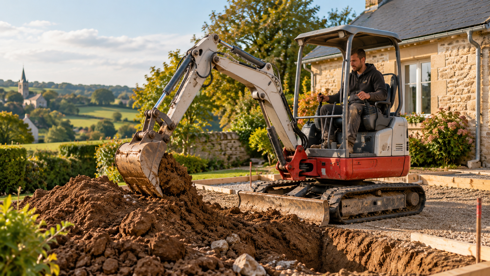 Travaux préparatoires avec mini-pelle